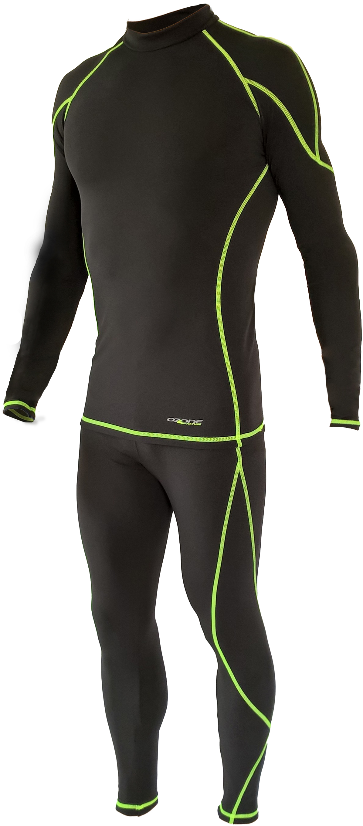 férfi sí aláöltöző szett, fekete-zöld