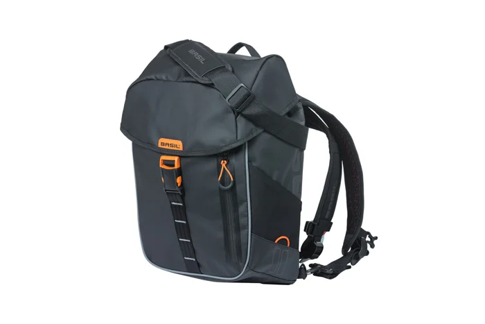 Basil MilesTarpaulin Daypack táska, csomagtartóra, 17L, fekete-narancs