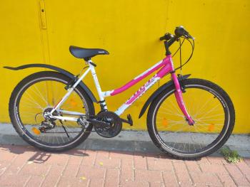 Használt 26&quot;-os Monana Revo MTB kerékpár, pink fehér Kép