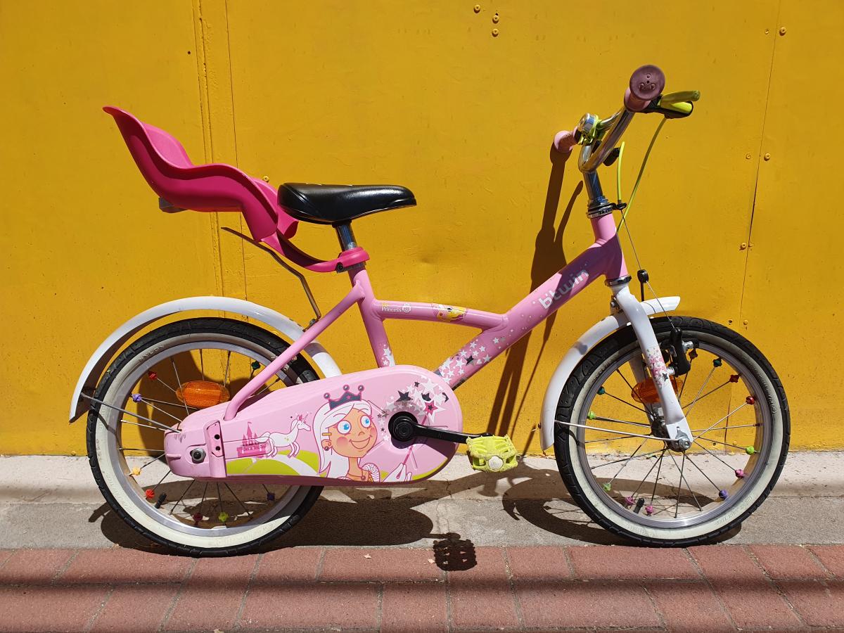Használt 16"-as B-Twin gyermek kerékpár, pink-fehér