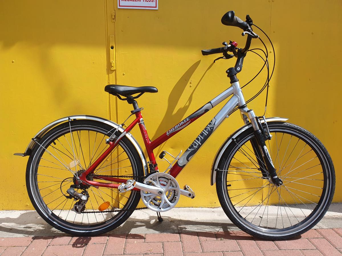 Használt 26"-os Caprine Cherokee női alu MTB kerékpár, bordó-ezüst