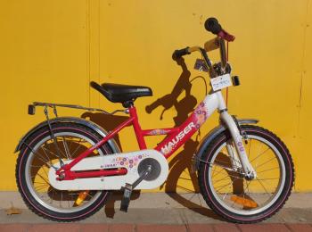 Használt 16"-as Hauser Swan junior kerékpár, fehér-piros Kép