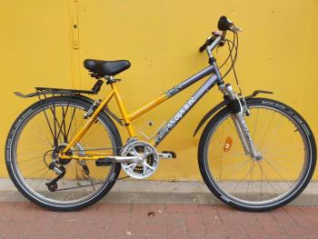 Használt 26"-os Caprine Cherokee MTB kerékpár, szürke-sárga Kép